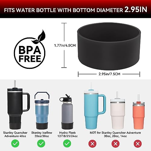 PICcircuit 2PCS for Stanley Boot  Silicone Bottom for Quencher Adventure 40oz 30oz IceFlow 20oz 30oz Bottle&for Hydroflask Tumbler 12 24oz for Stanley Cup Accessories Avoid Scratches&Noise