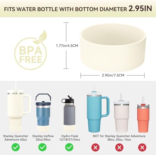 PICcircuit 2PCS for Stanley Boot  Silicone Bottom for Quencher Adventure 40oz 30oz IceFlow 20oz 30oz Bottle&for Hydroflask Tumbler 12 24oz for Stanley Cup Accessories Avoid Scratches&Noise