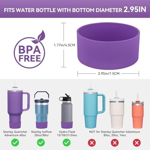 PICcircuit 2PCS for Stanley Boot  Silicone Bottom for Quencher Adventure 40oz 30oz IceFlow 20oz 30oz Bottle&for Hydroflask Tumbler 12 24oz for Stanley Cup Accessories Avoid Scratches&Noise