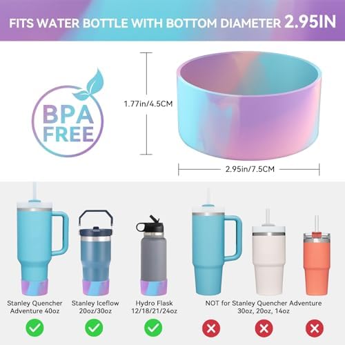 PICcircuit 2PCS for Stanley Boot  Silicone Bottom for Quencher Adventure 40oz 30oz IceFlow 20oz 30oz Bottle&for Hydroflask Tumbler 12 24oz for Stanley Cup Accessories Avoid Scratches&Noise