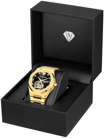 PIERRE RICHARDSON PR5922 Men s Watch  Black Dial  24K Pure Gold Plated  Automatic  Sapphire Glass  41mm  10ATM