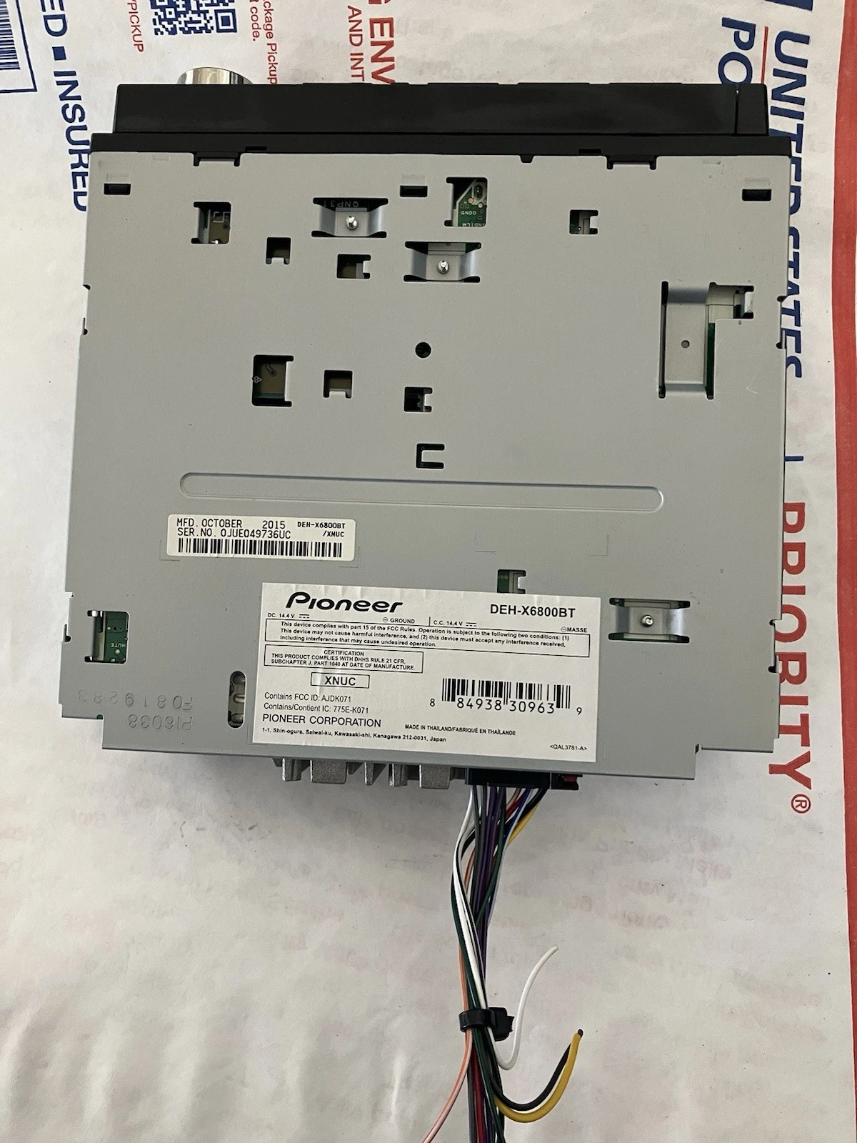 PIONEER DEH X6800BT Car Radio Receiver Stereo Bluetooth Single Din w/ Harness