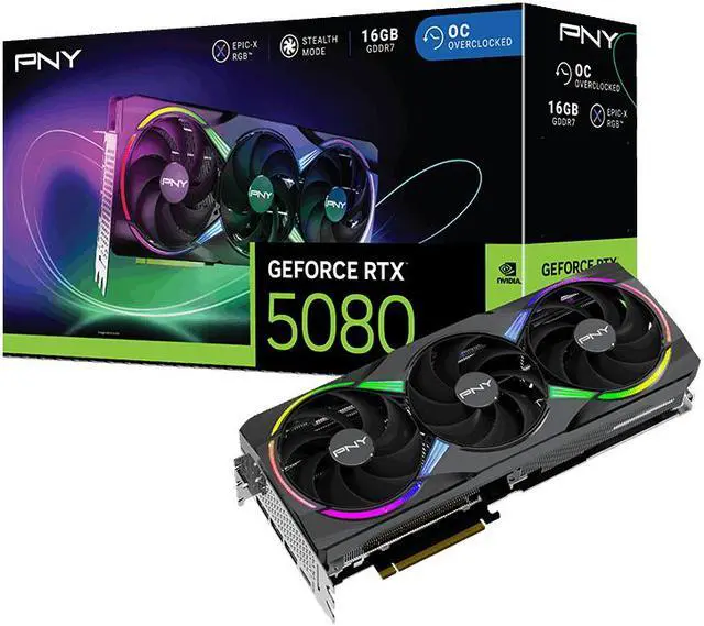 PNY ARGB OC GeForce RTX 5080 16GB 256 Bit GDDR7 DLSS 4 0 PCI Express 5 0 x16 Graphics Card VCG508016TFXXPB1 O