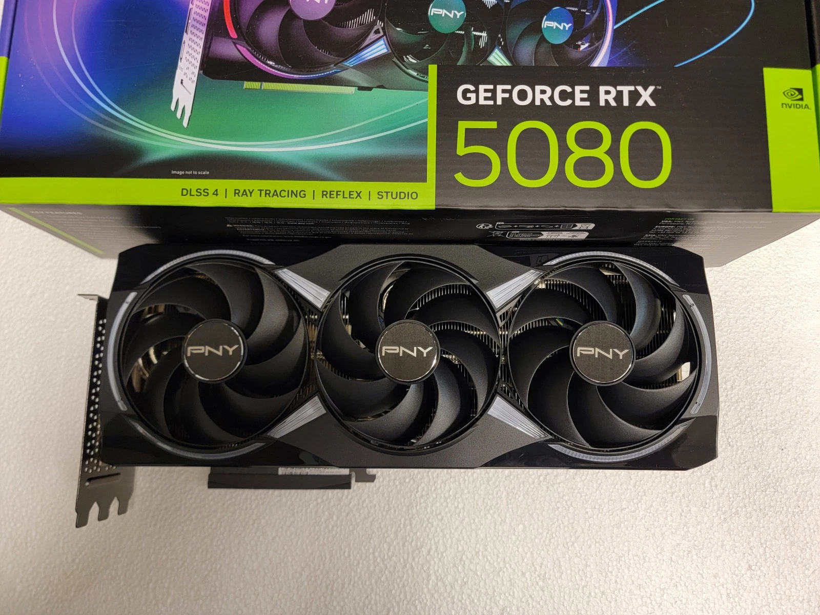PNY ARGB OC GeForce RTX 5080 16GB video card PCIe5 GDDR7 used w/box 3slot