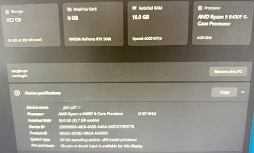 PNY Gaming Tower Desktop AMD Ryzen 5 8400F  RTX 5060  16GB RAM  932GB SSD