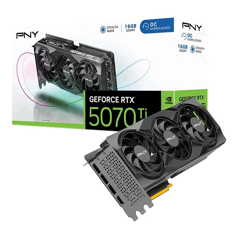 PNY GeForce RTX 5070 Ti OC 16GB GDDR7 NVIDIA Graphics Card Triple Fan DLSS
