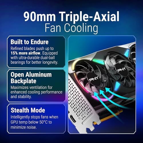PNY GeForce RTX 5070 Ti Epic X ARGB OC Triple Fan  Graphics Card  16GB GDDR7  256 Bit  2640 MHz Boost  PCIe 5 0  HDMI/DP 2 1  NVIDIA Blackwell  DLSS 4