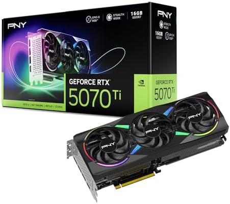 PNY GeForce RTX 5070 Ti Epic X ARGB OC Triple Fan  Graphics Card  16GB GDDR7  256 Bit  2640 MHz Boost  PCIe 5 0  HDMI/DP 2 1  NVIDIA Blackwell  DLSS 4