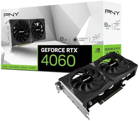 PNY GeForce RTX  4060 8GB Verto  Dual Fan Graphics Card DLSS 3  128 bit  PCIe 4 0  GDDR6  HDMI/DisplayPort  Supports 4k  2 Slot