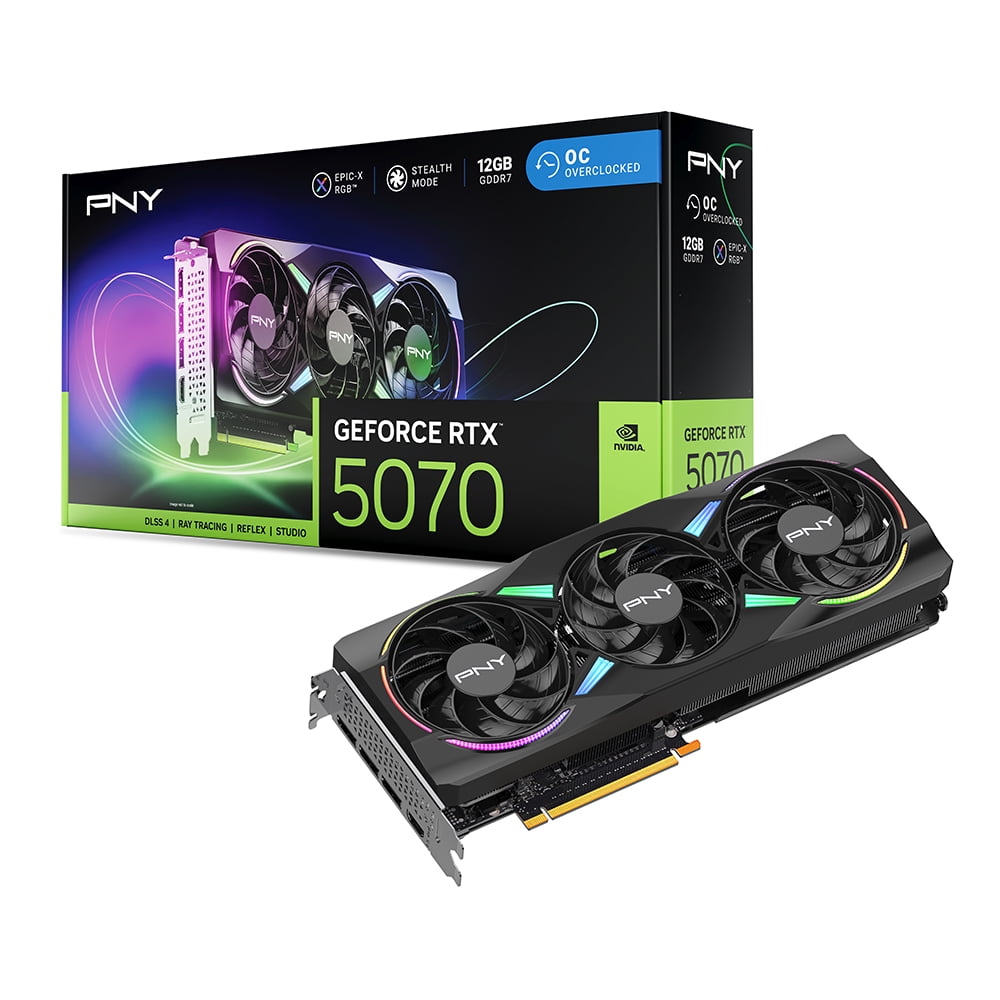 PNY GeForce rtxTM 5070 Epica-x argbTM Overclocked Triple Fan GPU DLSS4
