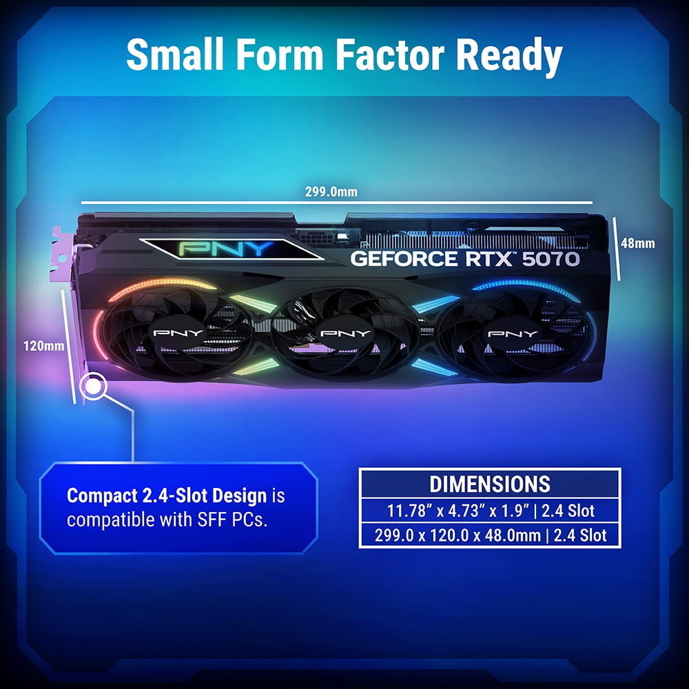 PNY GeForce rtxTM 5070 Epica-x argbTM Overclocked Triple Fan GPU DLSS4