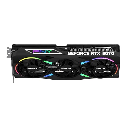 PNY NVIDIA GeForce RTX  5070 12GB ARGB Overclocked Triple Fan Graphics Card  DLSS 4  PCIe  5 0  HDMI /DP 2 1  2 4 Slot  Epic X  RGB Lighting