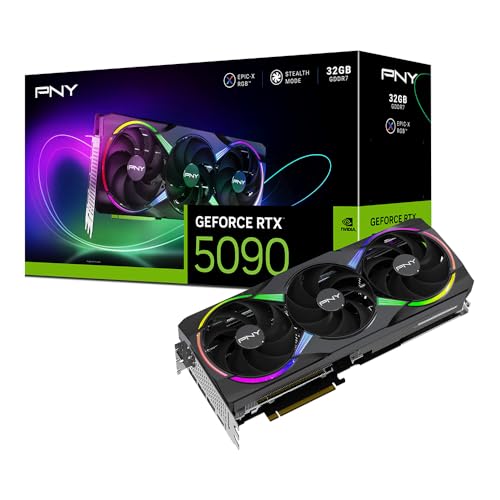 PNY NVIDIA GeForce RTX  5090 32GB ARGB Overclocked Triple Fan Graphics Card  DLSS 4  PCIe  5 0  HDMI /DP 2 1  3 5 Slot  Epic X  RGB Lighting