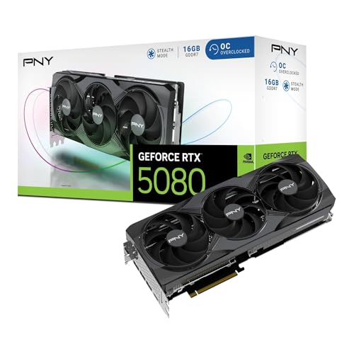 PNY Tarjeta gráfica NVIDIA GeForce RTX™ 5080 de 16 GB con triple ventilador overclocked (DLSS 4, PCIe® 5.0, HDMI®/DP 2.1, 2.9 ranuras)