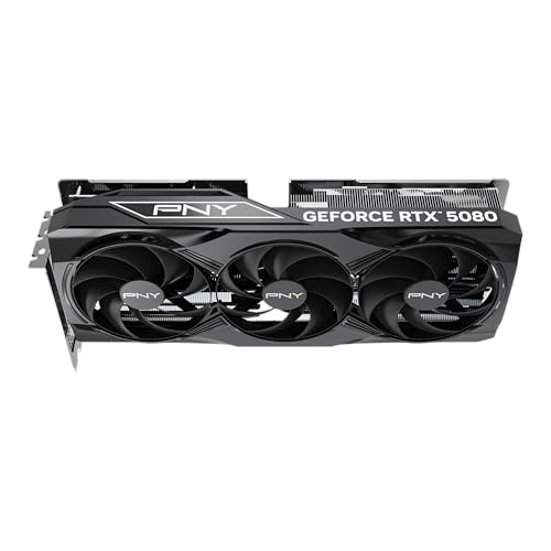 PNY NVIDIA GeForce RTX  5080 OC Triple Fan  Graphics Card  16GB GDDR7  256 bit  Boost Speed  2730 MHz  PCIe  5 0  HDMI /DP 2 1  2 99 Slot  NVIDIA Blackwell Architecture  DLSS 4