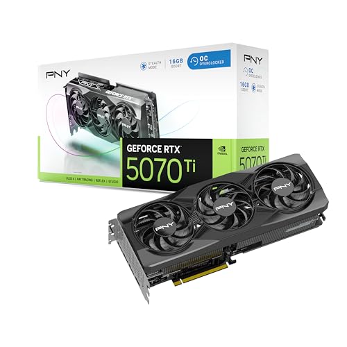 PNY NVIDIA GeForce RTX  5070 Ti OC Triple Fan  Graphics Card  16GB GDDR7  256 bit  Boost Speed  2572 MHz  PCIe  5 0  HDMI /DP 2 1  2 98 Slot  NVIDIA Blackwell Architecture  DLSS 4 