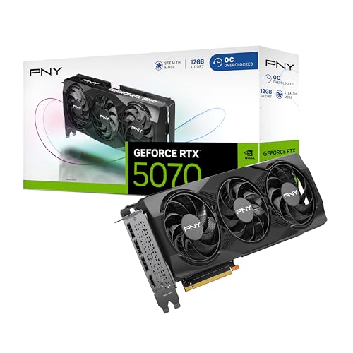 PNY NVIDIA GeForce RTX  5070 OC Triple Fan  Graphics Card  12GB GDDR7  192 bit  Boost Speed  2587 MHz  SFF Ready  PCIe  5 0  HDMI /DP 2 1  2 4 Slot  NVIDIA Blackwell Architecture  DLSS 4