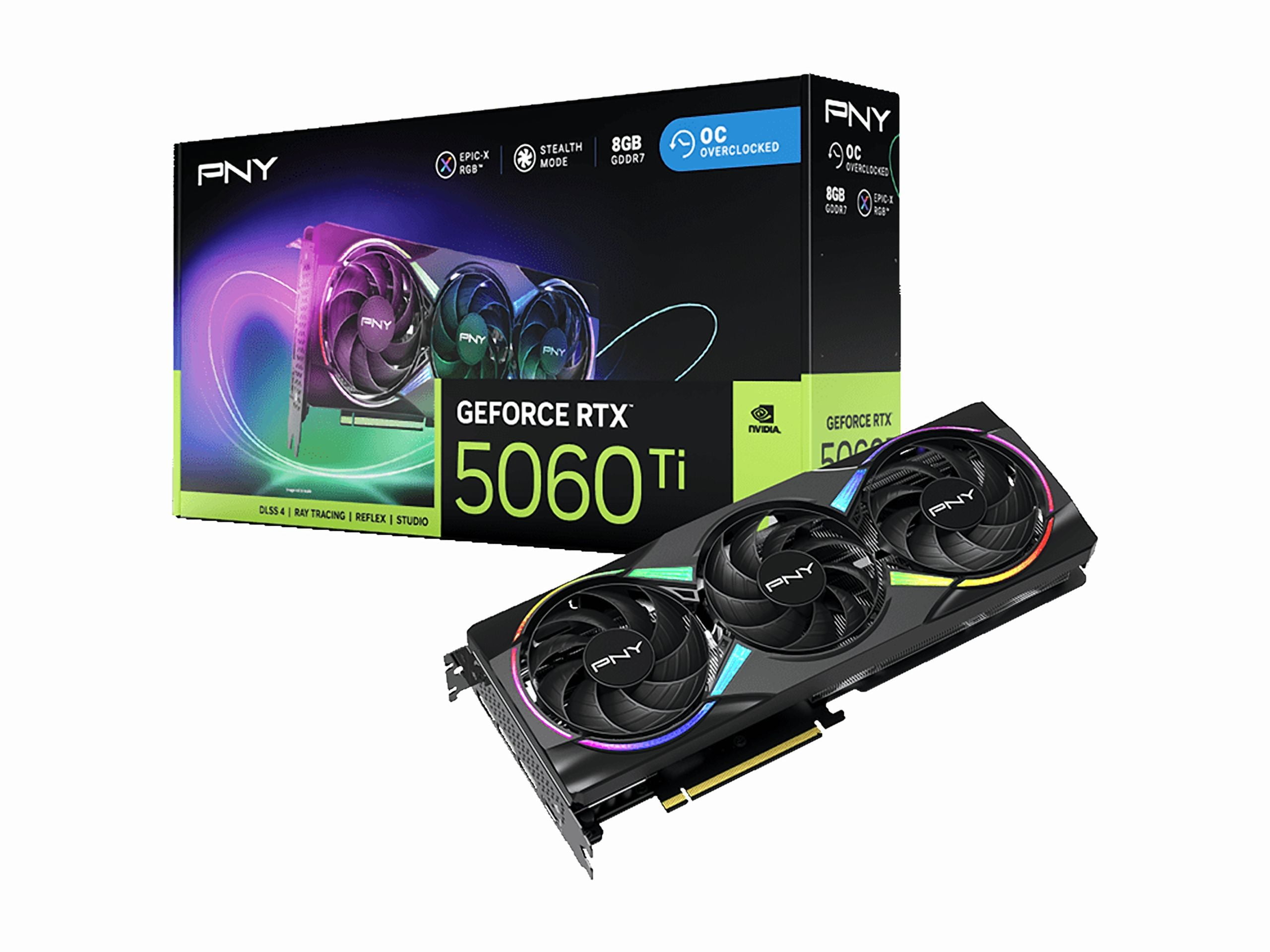 PNY NVIDIA GeForce RTX  5060 Ti Epic X  ARGB OC Triple Fan  Graphics Card 8GB GDDR7  SFF Ready