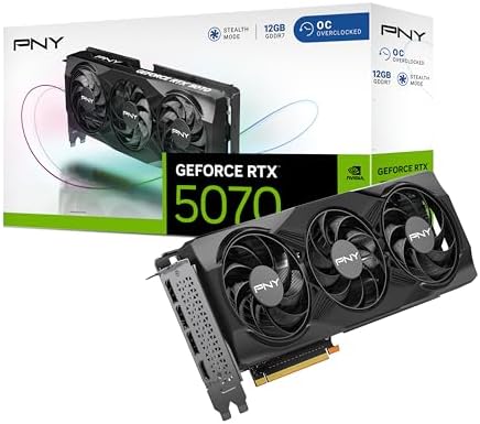 PNY NVIDIA GeForce RTX  5070 OC Triple Fan  Graphics Card  12GB GDDR7  192 bit  Boost Speed  2587 MHz  SFF Ready  PCIe  5 0  HDMI /DP 2 1  2 4 Slot  NVIDIA Blackwell Architecture  DLSS 4 