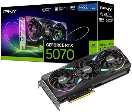 PNY NVIDIA GeForce RTX  5070 OC Triple Fan  Graphics Card  12GB GDDR7  192 bit  Boost Speed  2587 MHz  SFF Ready  PCIe  5 0  HDMI /DP 2 1  2 4 Slot  NVIDIA Blackwell Architecture  DLSS 4 
