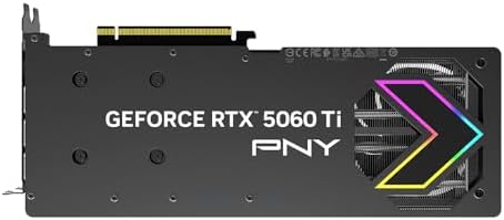 PNY NVIDIA GeForce RTX  5060 Ti Epic X  ARGB OC Triple Fan  Graphics Card  8GB GDDR7  128 bit  Boost Speed  2692 MHz  SFF Ready  PCIe  5 0  HDMI /DP 2 1  2 Slot  NVIDIA Blackwell Architecture  DLSS 4 
