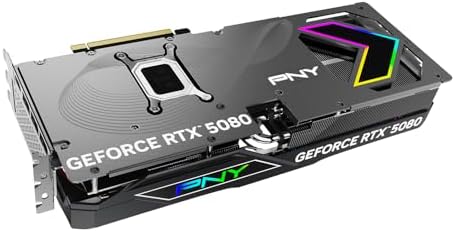 PNY NVIDIA GeForce RTX  5080 Epic X  ARGB OC Triple Fan  Graphics Card  16GB GDDR7  256 bit  Boost Speed  2775 MHz  PCIe  5 0  HDMI /DP 2 1  2 99 Slot  NVIDIA Blackwell Architecture  DLSS 4 