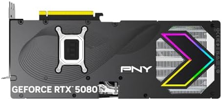 PNY NVIDIA GeForce RTX  5080 Epic X  ARGB OC Triple Fan  Graphics Card  16GB GDDR7  256 bit  Boost Speed  2775 MHz  PCIe  5 0  HDMI /DP 2 1  2 99 Slot  NVIDIA Blackwell Architecture  DLSS 4 