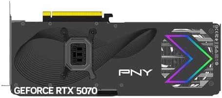 PNY NVIDIA GeForce RTX™ 5070 Epic-X™ ARGB OC Triple Fan, Tarjeta gráfica (12GB GDDR7, 192 bits, Velocidad de impulso: 2685 MHz, SFF-Ready, PCIe® 5.0, HDMI®/DP 2.1, ranura de 2.4, arquitectura NVIDIA
