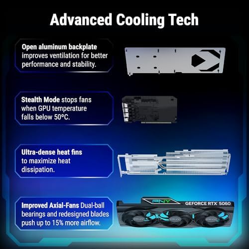 PNY NVIDIA GeForce RTX  5060 Epic X  ARGB OC Triple Fan  Graphics Card  8GB GDDR7  128 bit  SFF Ready  PCIe  5 0  HDMI /DP 2 1  2 Slot  NVIDIA Blackwell Architecture  DLSS 4 