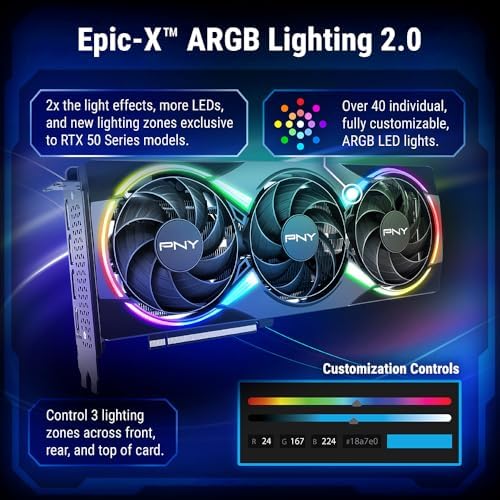 PNY NVIDIA GeForce RTX  5060 Ti Epic X  ARGB OC Triple Fan  Graphics Card  8GB GDDR7  128 bit  Boost Speed  2692 MHz  SFF Ready  PCIe  5 0  HDMI /DP 2 1  2 Slot  NVIDIA Blackwell Architecture  DLSS 4 