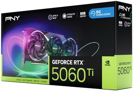PNY NVIDIA GeForce RTX  5060 Ti Epic X  ARGB OC Triple Fan  Graphics Card  8GB GDDR7  128 bit  Boost Speed  2692 MHz  SFF Ready  PCIe  5 0  HDMI /DP 2 1  2 Slot  NVIDIA Blackwell Architecture  DLSS 4 