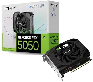 PNY NVIDIA GeForce RTX  5050 Single Fan  Graphics Card  8GB GDDR6  128 bit  SFF Ready  PCIe  5 0  HDMI /DP 2 1  2 Slot  NVIDIA Blackwell Architecture  DLSS 4 