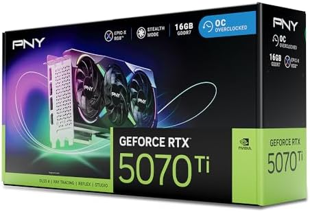 PNY NVIDIA GeForce RTX  5070 Ti Epic X  ARGB OC Triple Fan  Graphics Card  16GB GDDR7  256 bit  Boost Speed  2640 MHz  PCIe  5 0  HDMI /DP 2 1  2 98 Slot  NVIDIA Blackwell Architecture  DLSS 4
