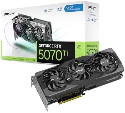 PNY NVIDIA GeForce RTX  5070 Ti Epic X  ARGB OC Triple Fan  Graphics Card  16GB GDDR7  256 bit  Boost Speed  2640 MHz  PCIe  5 0  HDMI /DP 2 1  2 98 Slot  NVIDIA Blackwell Architecture  DLSS 4