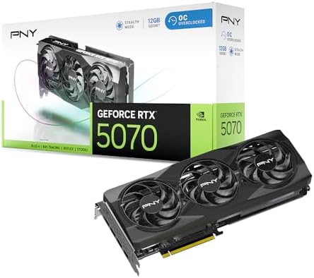 PNY NVIDIA GeForce RTX  5070 Epic X  ARGB OC Triple Fan  Graphics Card  12GB GDDR7  192 bit  Boost Speed  2685 MHz  SFF Ready  PCIe  5 0  HDMI /DP 2 1  2 4 Slot  Blackwell Architecture  DLSS 4 