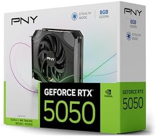 PNY NVIDIA GeForce RTX  5050 Single Fan  Graphics Card  8GB GDDR6  128 bit  SFF Ready  PCIe  5 0  HDMI /DP 2 1  2 Slot  NVIDIA Blackwell Architecture  DLSS 4 
