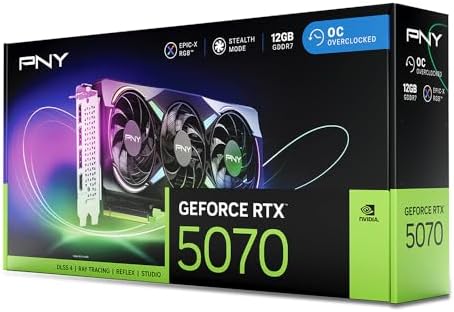 PNY NVIDIA GeForce RTX  5070 Epic X  ARGB OC Triple Fan  Graphics Card  12GB GDDR7  192 bit  Boost Speed  2685 MHz  SFF Ready  PCIe  5 0  HDMI /DP 2 1  2 4 Slot  Blackwell Architecture  DLSS 4 