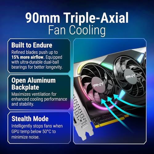 PNY NVIDIA GeForce RTX  5070 Epic X  ARGB OC Triple Fan  Graphics Card  12GB GDDR7  192 bit  Boost Speed  2685 MHz  SFF Ready  PCIe  5 0  HDMI /DP 2 1  2 4 Slot  Blackwell Architecture  DLSS 4 