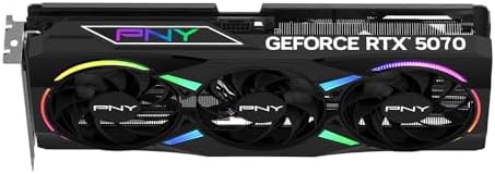 PNY NVIDIA GeForce RTX  5070 Epic X  ARGB OC Triple Fan  Graphics Card  12GB GDDR7  192 bit  Boost Speed  2685 MHz  SFF Ready  PCIe  5 0  HDMI /DP 2 1  2 4 Slot  Blackwell Architecture  DLSS 4 