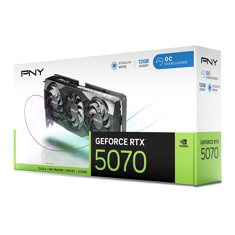 PNY NVIDIA GeForce RTX  5070 OC Triple Fan  Graphics Card 12GB GDDR7  SFF Ready  2 4 Slot