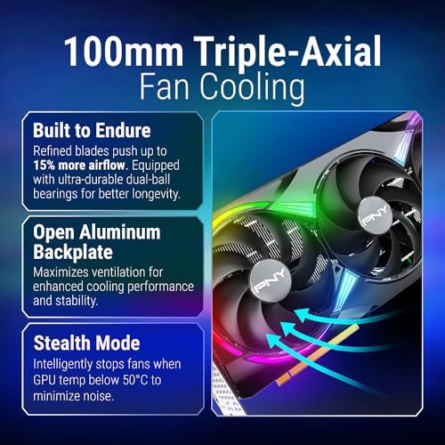 PNY NVIDIA GeForce RTX  5080 Epic X  ARGB OC Triple Fan  Graphics Card  16GB GDDR7  256 bit  Boost Speed  2775 MHz  PCIe  5 0  HDMI /DP 2 1  2 99 Slot  NVIDIA Blackwell Architecture  DLSS 4 