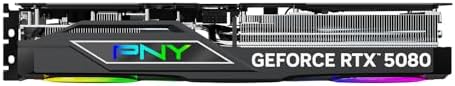 PNY NVIDIA GeForce RTX  5080 Epic X  ARGB OC Triple Fan  Graphics Card  16GB GDDR7  256 bit  Boost Speed  2775 MHz  PCIe  5 0  HDMI /DP 2 1  2 99 Slot  NVIDIA Blackwell Architecture  DLSS 4 