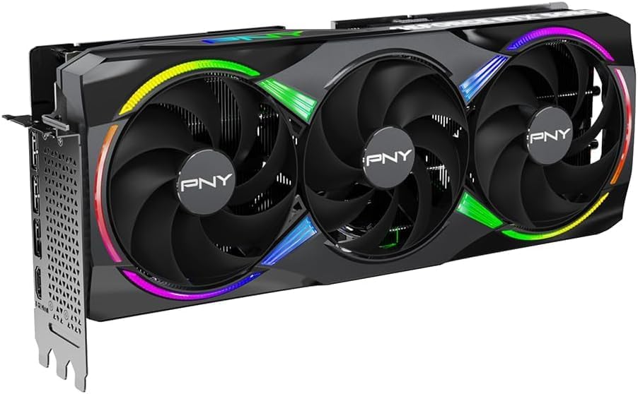 PNY NVIDIA GeForce RTX  5080 Epic X  ARGB OC Triple Fan  Graphics Card  16GB GDDR7  256 bit  Boost Speed  2775 MHz  PCIe  5 0  HDMI /DP 2 1  2 99 Slot  NVIDIA Blackwell Architecture  DLSS 4 
