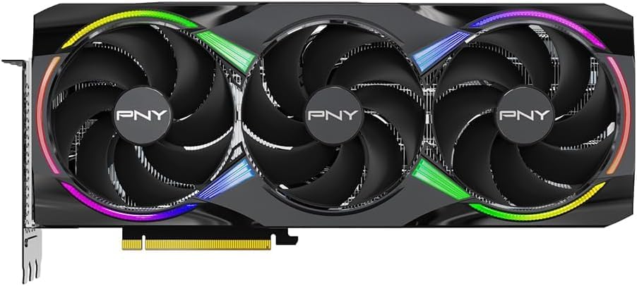 PNY NVIDIA GeForce RTX  5080 Epic X  ARGB OC Triple Fan  Graphics Card  16GB GDDR7  256 bit  Boost Speed  2775 MHz  PCIe  5 0  HDMI /DP 2 1  2 99 Slot  NVIDIA Blackwell Architecture  DLSS 4 