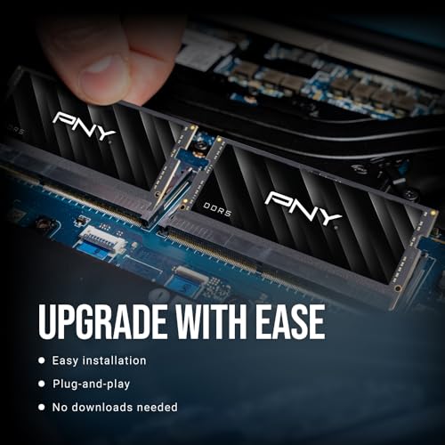 PNY Performance 32GB  2x16GB  DDR5 DRAM 5600MHz  PC5 44800    CL46 46 46 90  Compatible with 5200MHz  4800MHz   1 1V  262 Pin Non ECC   Notebook/Laptop  SODIMM  Computer Memory Kit   MN32GK2D55600 TB