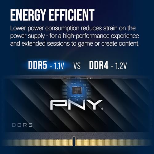 PNY Performance 32GB  2x16GB  DDR5 DRAM 5600MHz  PC5 44800    CL46 46 46 90  Compatible with 5200MHz  4800MHz   1 1V  262 Pin Non ECC   Notebook/Laptop  SODIMM  Computer Memory Kit   MN32GK2D55600 TB