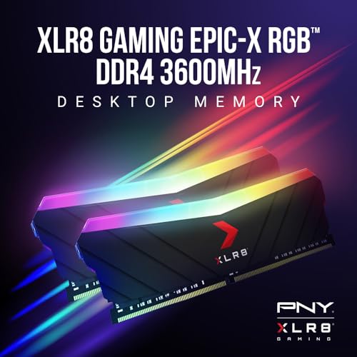 PNY XLR8 Gaming 32GB  2x16GB  DDR4 DRAM 3600MHz  PC4 28800  CL18 1 35V RGB Dual Channel Desktop  DIMM  Memory   MD32GK2D4360018XRGB