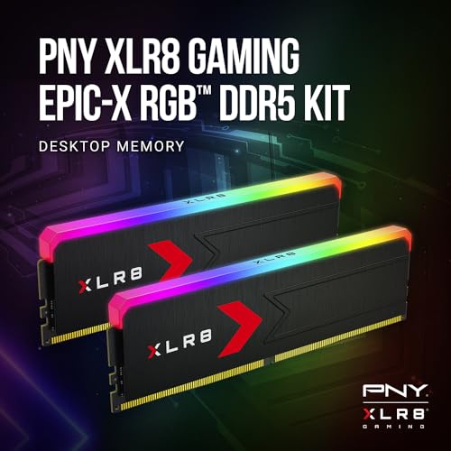 PNY XLR8 Gaming Epic X RGB  64GB  2x32GB  DDR5 RAM 6000MHz CL30 1 4V  XMP/Expo Compatible  Desktop Memory Kit