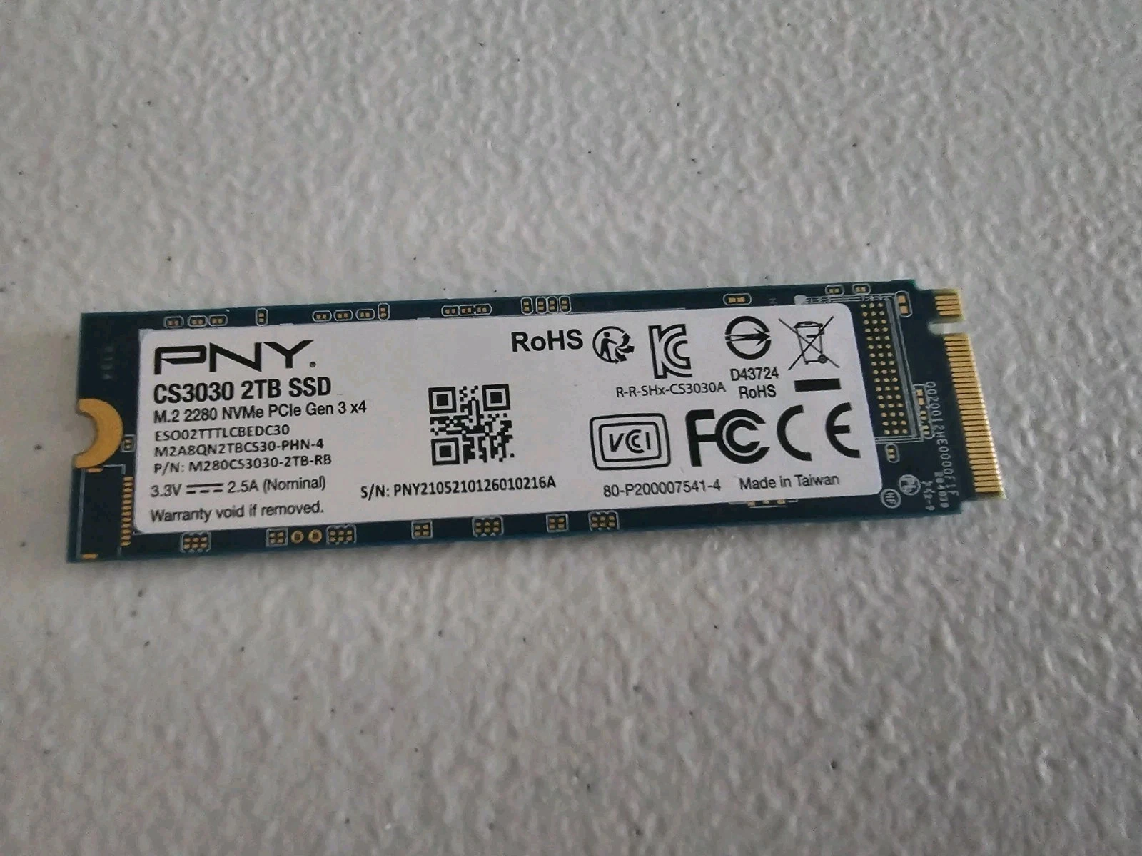 PNY XLR8 Internal SSD CS3030 2TB M 2 NVMe PCIe gen 3 x4  M28ABQN2TBCS30 PHN 4 