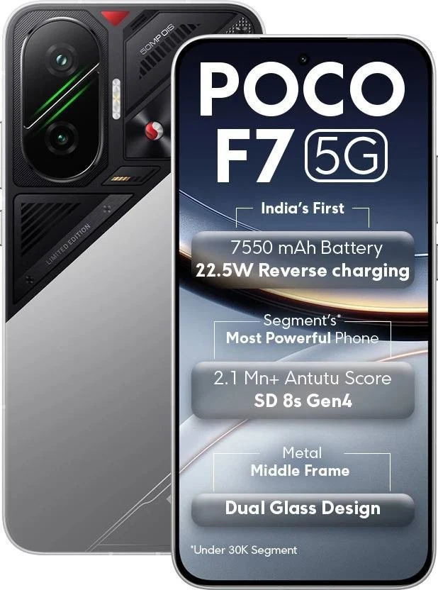 POCO F7 5G  Silver  512GB 12 GB   8s Gen 4 Processor NFC 6 83" Global Version 